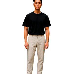 Old Navy Linen Blend Slim Pull On Trousers NWOT Drawstring Pants Beige Men's L